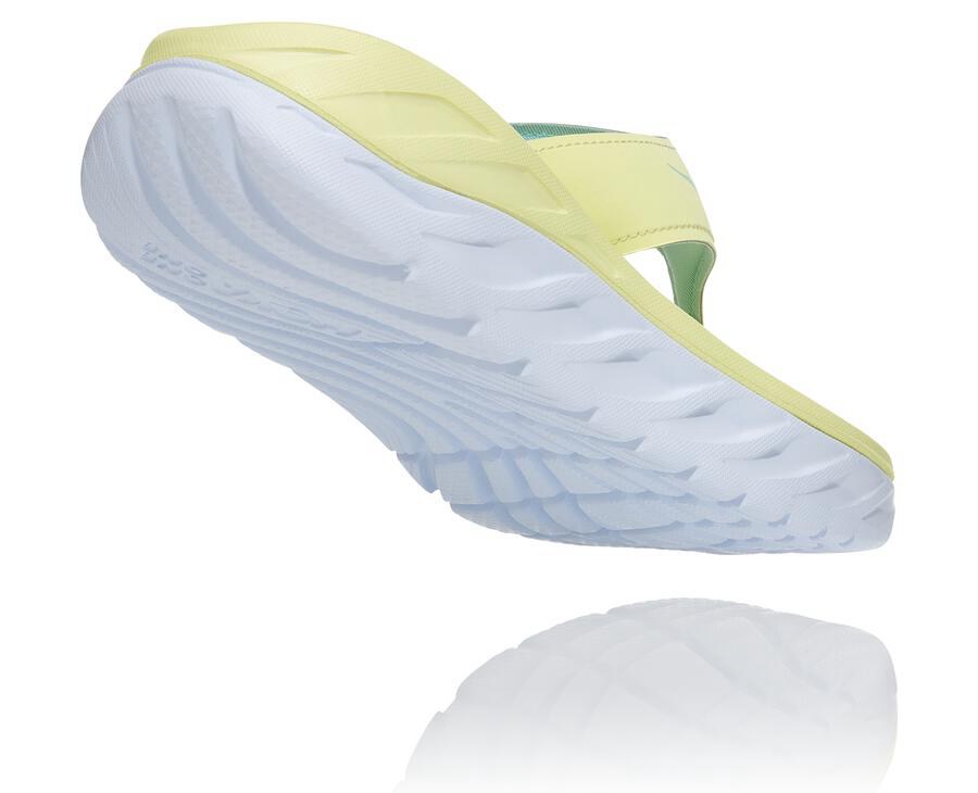 Hoka One One Womens Sandals - ORA Recovery Flip - Yellow/White - RNAJ02983